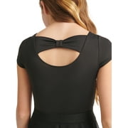 Justice Cap Sleeve Ballet Leotard for Girls with Bow Back, Sizes XXS-XL