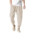 thumbnail image 2 of Blmnix Baggy Trousers for Men Travel Pants Linen Pants Joggers Low Rise Pant Taper Ankle Beige Mens Pants Casual,XXXXXL, 2 of 9