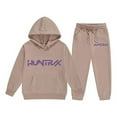 thumbnail image 6 of Girls Winter Tracksuit Cute Printed Pullover Hoodie and Jogger Pants Casual Two Piece Outfit for Khaki,120, 6 of 7