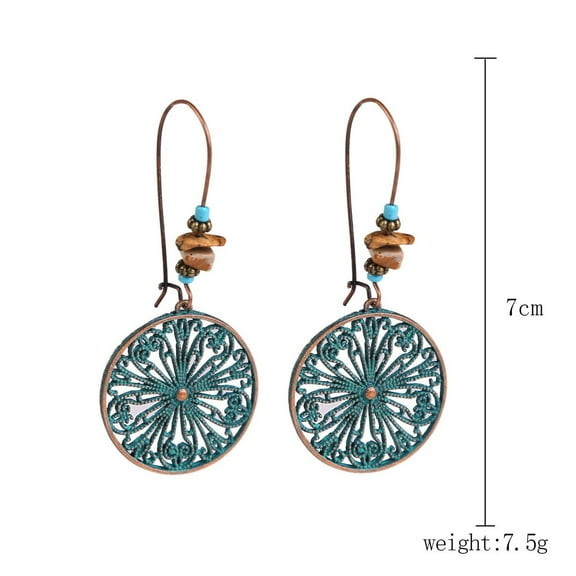 HOOUN Bohemian Dangle Drop Earrings for Women Vintage Turquoise Tassel Earrings Retro-E1911-15
