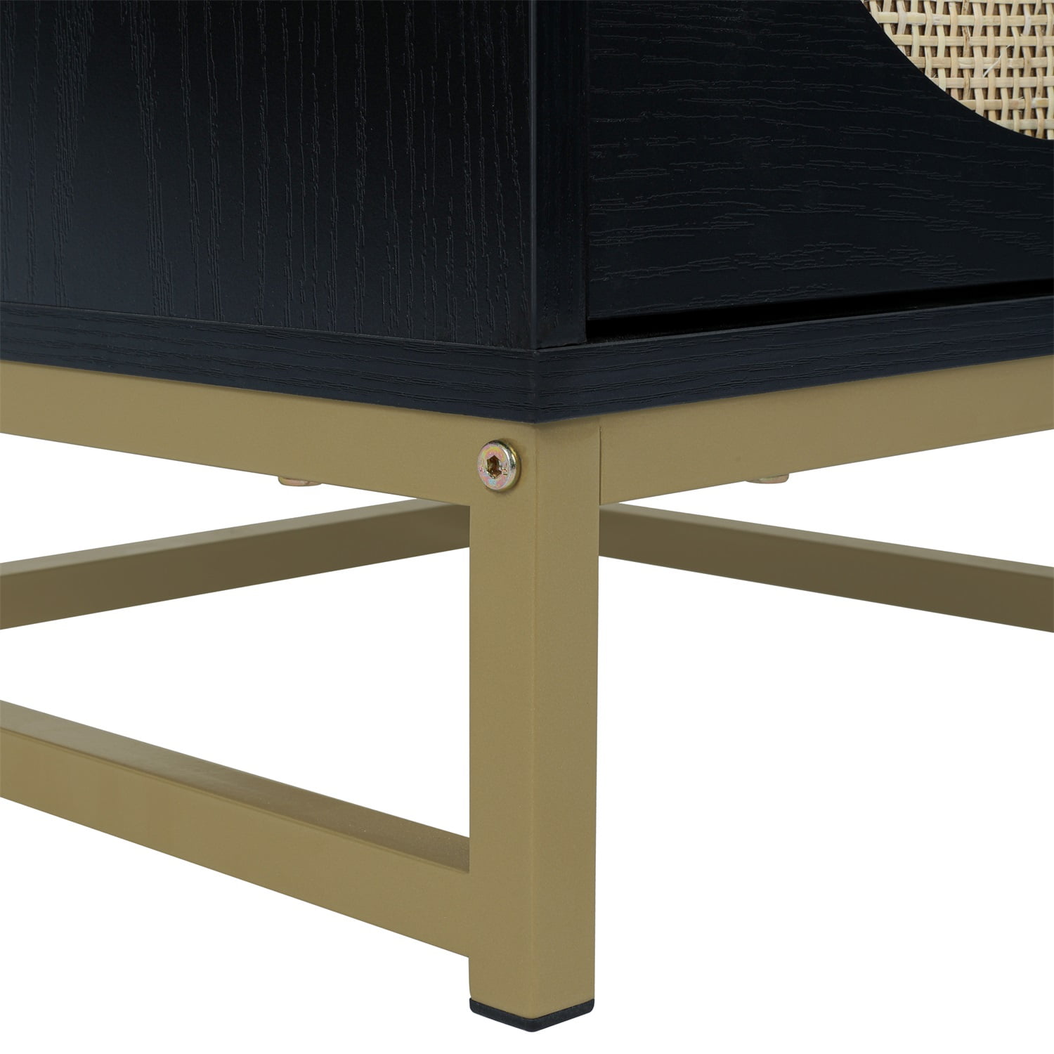 YYAo 1Pcs Nightstand, Bedside Table with 2 Natural Rattan Drawer & Metal Legs, Nightstand Side Table for Bedroom, Black YYAo 1Pcs Nightstand, Bedside Table with 2 Natural Rattan Drawer & Metal Legs, Nightstand Side Table for Bedroom, Black