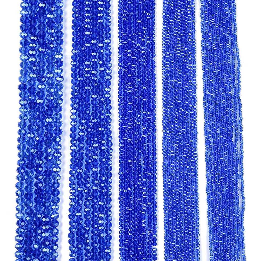 Electroplate Glass Beads Strands Pearl Luster Plated Faceted Rondelle Medium Blue 8x6mm Hole: 1mm about 64~65pcs/strand 40~41cm