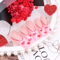 thumbnail image 3 of Uñas postizas Sutaozhi 24 piezas diseño largo cuadrado con corazones, 3 of 7
