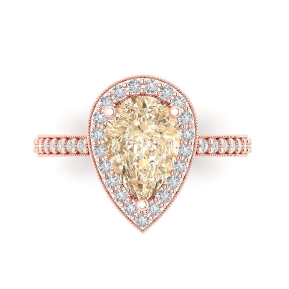Halo Engagement Ring for Women - 2.36ct Natural Morganite in 14K Rose Gold Promise Ring