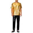 thumbnail image 2 of INSPIRE CHIC Holographic T-Shirts for Men's Crew Neck Short Sleeved Party Disco Shiny t Shirt M Golden, 2 of 5