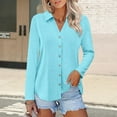 thumbnail image 2 of Yigetop Womens Button Down Blouse, Womens Long Sleeve Tops Button Down Shirts Casual Fall Tops Trendy Tops Shirts for Women Sky Blue XL, 2 of 8