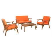 Linon Cooper Acacia Wood Outdoor Chat Set in Acorn Brown