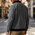 thumbnail image 4 of Men's Full Zip Jackets Fashion Patchwork Lapel Collar Coat Fall Long Sleeve No Hood Outerwear with Zip Pockets, 4 of 8
