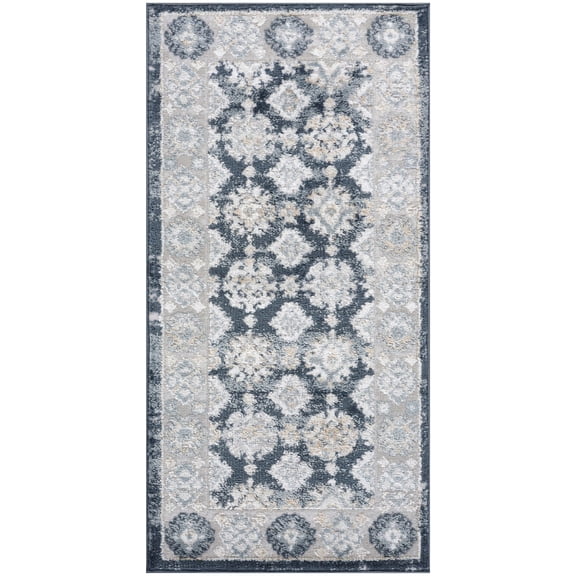 Nourison Dekor 2' x 4' Grey Navy Vintage Indoor Rug