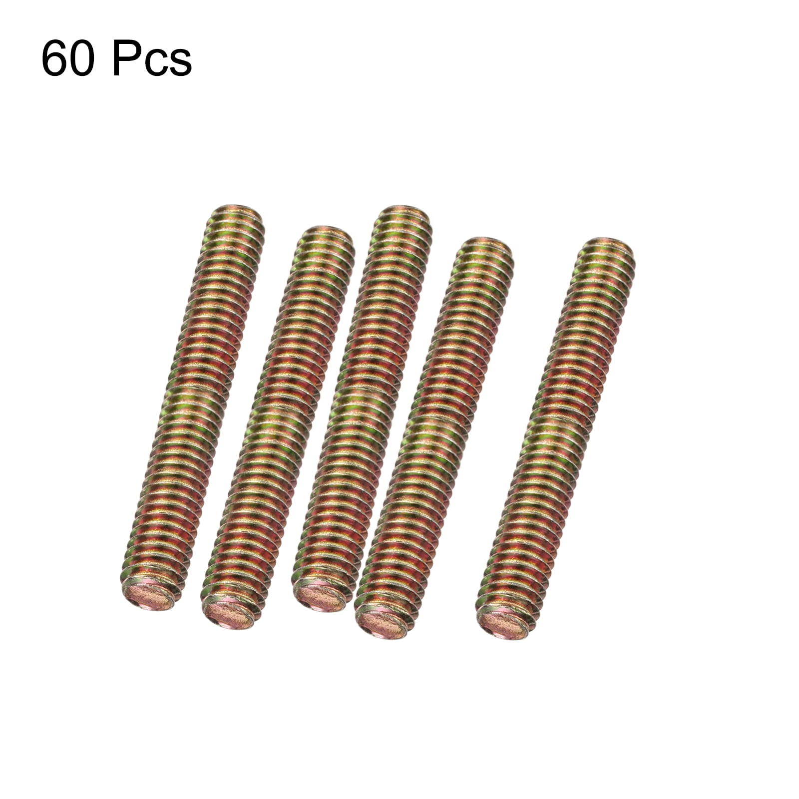 Uxcell 60pcs Fully Threaded Rods 5/16 x 2 Inch for Mounting Assembly Fastening, Colorful Zinc