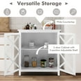 thumbnail image 6 of Costway Kitchen Buffet Sideboard Storage Cabinet w/Glass Doors & Adjustable Shelf White, 6 of 11