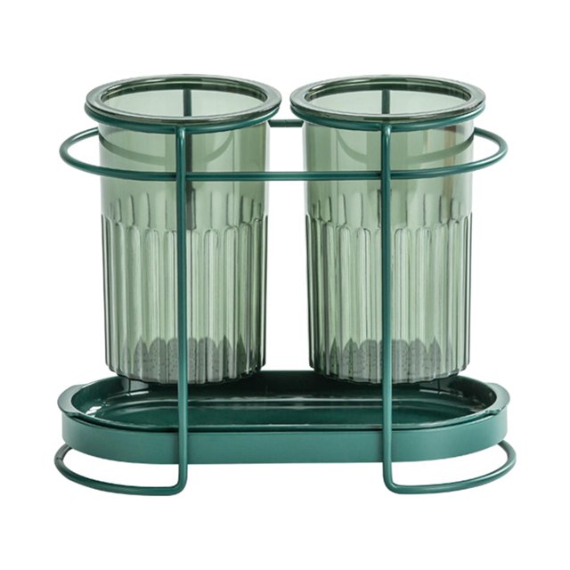 Caja de almacenamiento multifunción para palillos, escurridor para encimera, cocina y hogar. verde