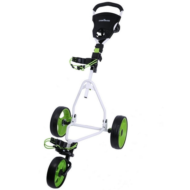 Caddymatic Junior Golf Cart 3 Wheel Folding Cart for Kids White