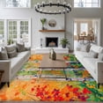thumbnail image 3 of 6'x9' Area Rugs, Modern Oil Painting Indoor Outdoor Area Rug for Living Room Bedroom, Summer Tree Leaves Yellow Green Washable Bathroom Rugs Kitchen Floor Carpet Mats Home Decor Aesthetic, 3 of 8
