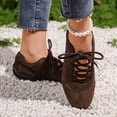 thumbnail image 6 of longantii Women's Suede Lace-Up Sneakers, Low-Top Casual Athletic Walking Shoes, Comfortable Fashion Flats for Daily Wear Brown, 6 of 6