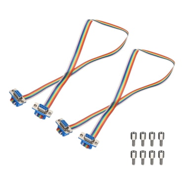 Uxcell IDC Wire Flat Ribbon Cable DB9 Female To FC-10 Female Connector 2 54mm Pitch 30cm Length 2pcs