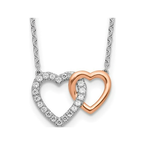 1/5 Carat (Ctw SI1-SI2, H-I) Lab-Grown Diamond Heart Pendant Necklace in 14K White and Pink Gold with Chain for Women