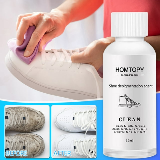 Limpiador de zapatos blanco 30ml | Removedor de arañazos y manchas para lona de tela de cuero | Marca negra y borrador de pintura | Cabezal de cepillo suave | Cuidado del calzado portátil para