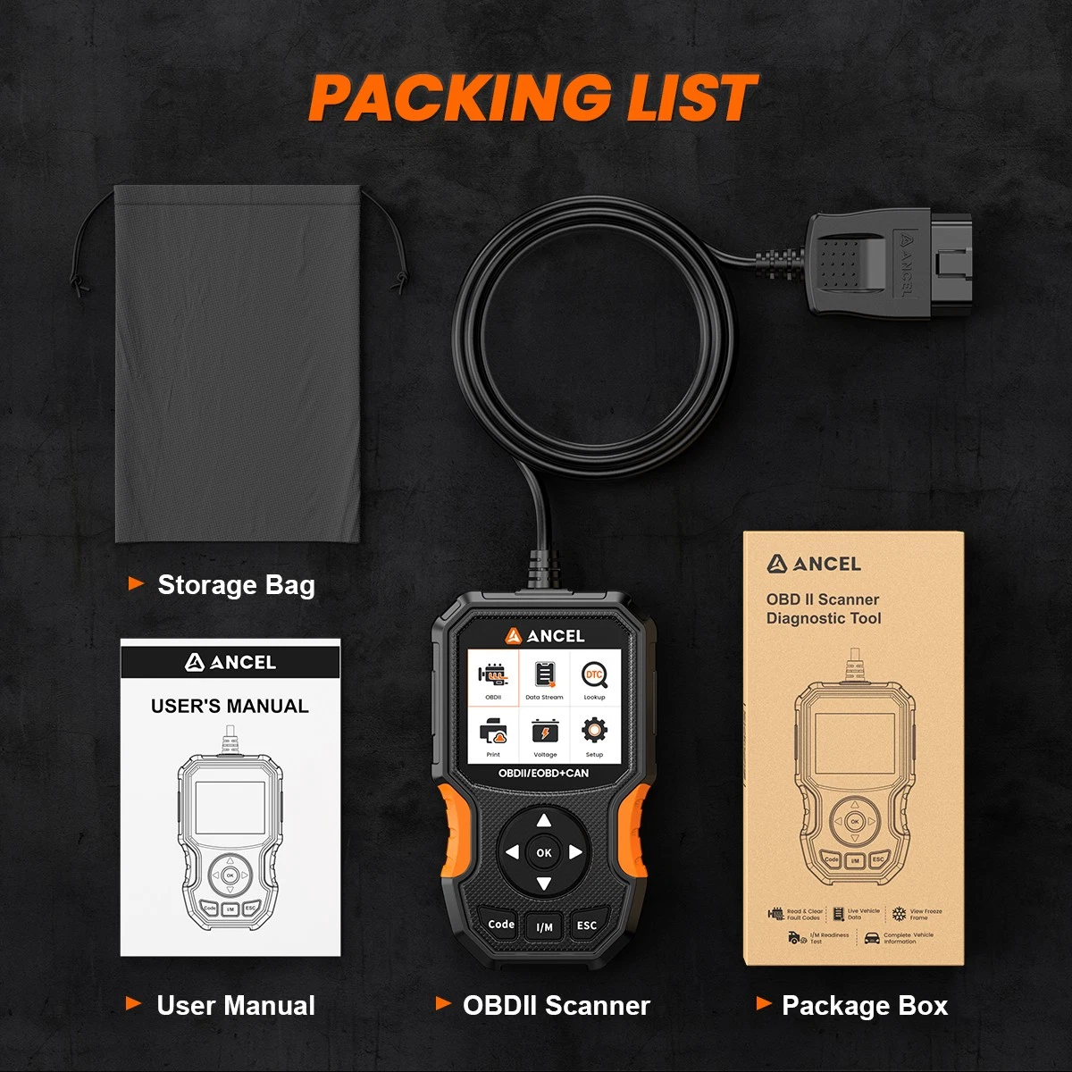 ANCEL AS300 Universal OBD Scanner Code Reader, Check Engine Fault Diagnostic Tool with Cloud Printing, Voltage Test,  I/M Readness, Lifetime Free Update