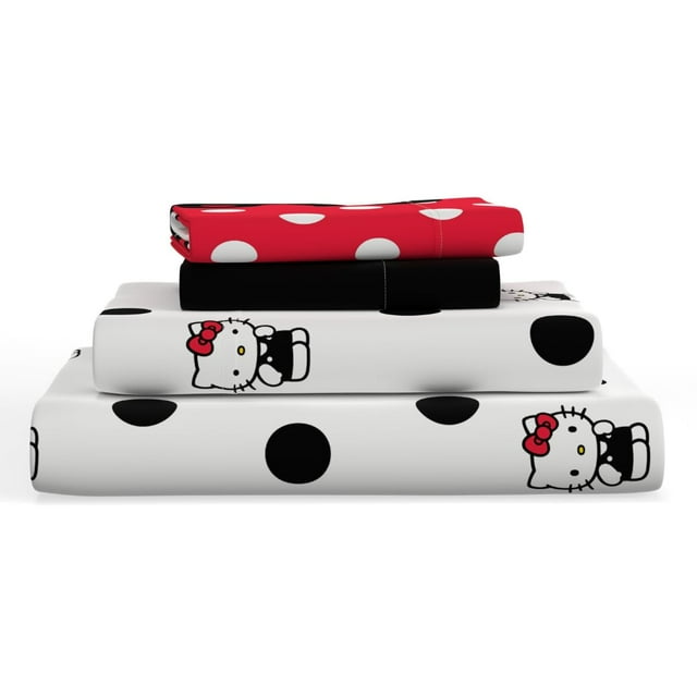 Juego de sábanas Franco Collectibles Hello Kitty con lunares, completo