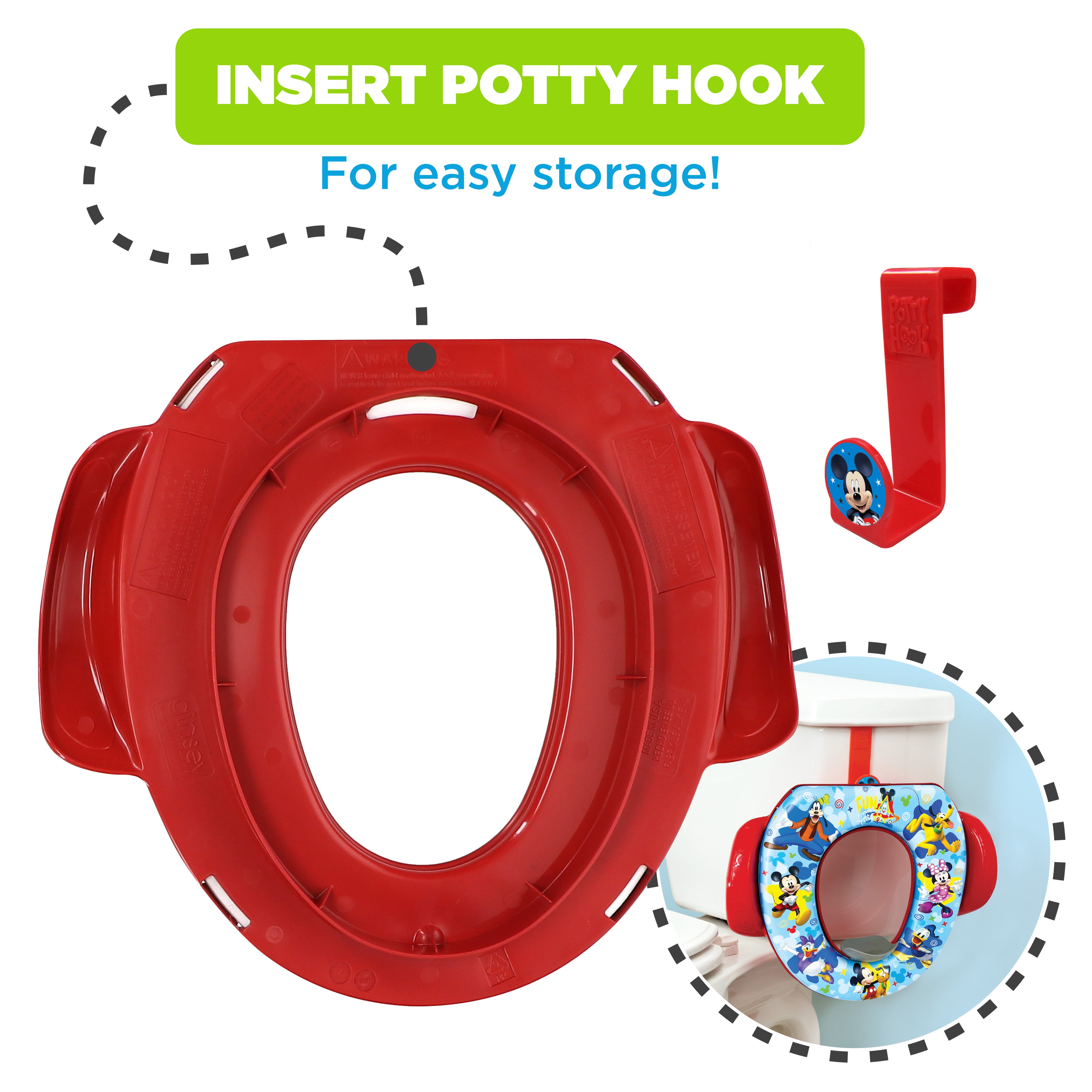 Disney Mickey Mouse "Fun Times" Soft Potty Seat with Potty Hook, Gender Neutral