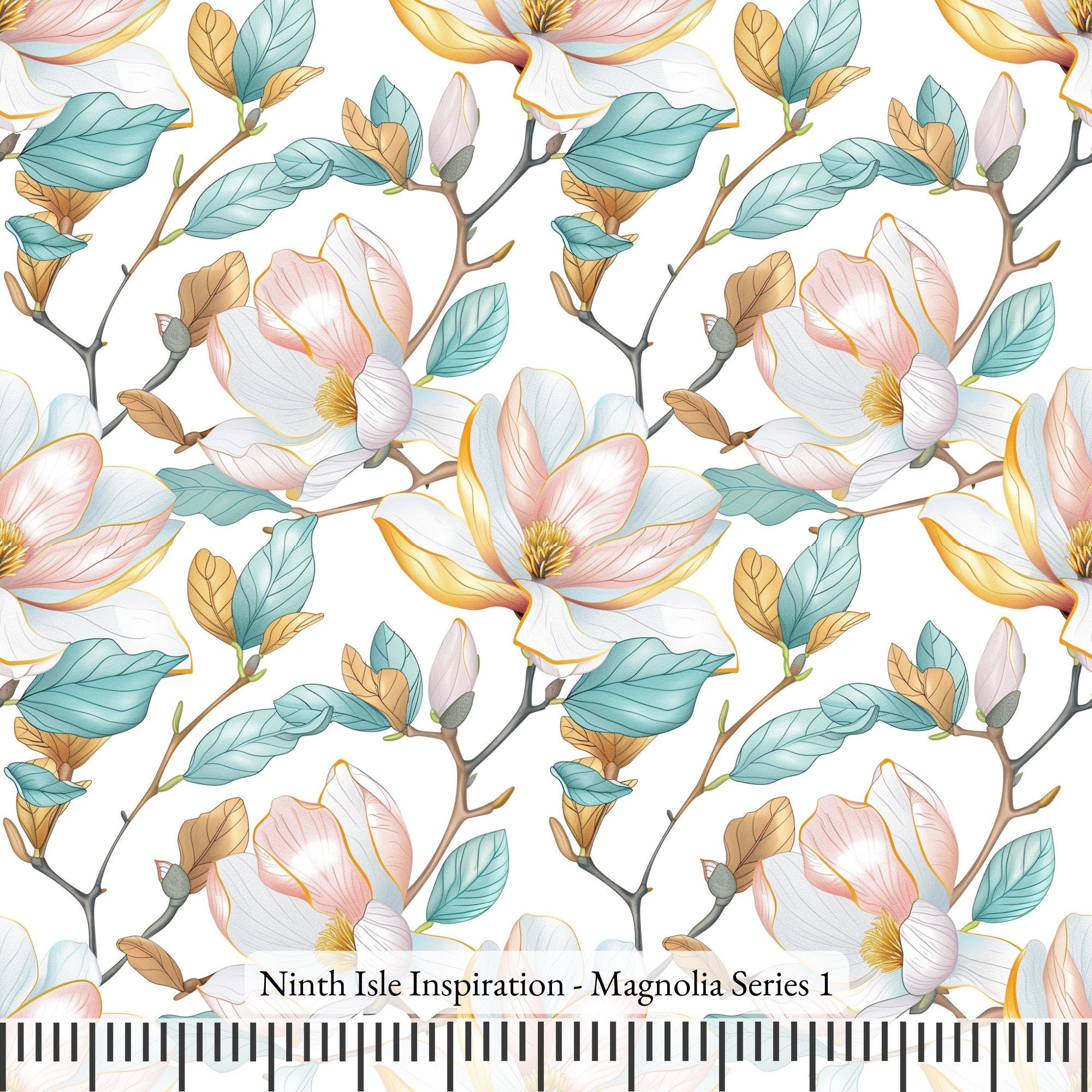 Ninth Isle Inspiration - Magnolia Series - 100% Rayon Fabric By The Yard (Series1, HalfYard)