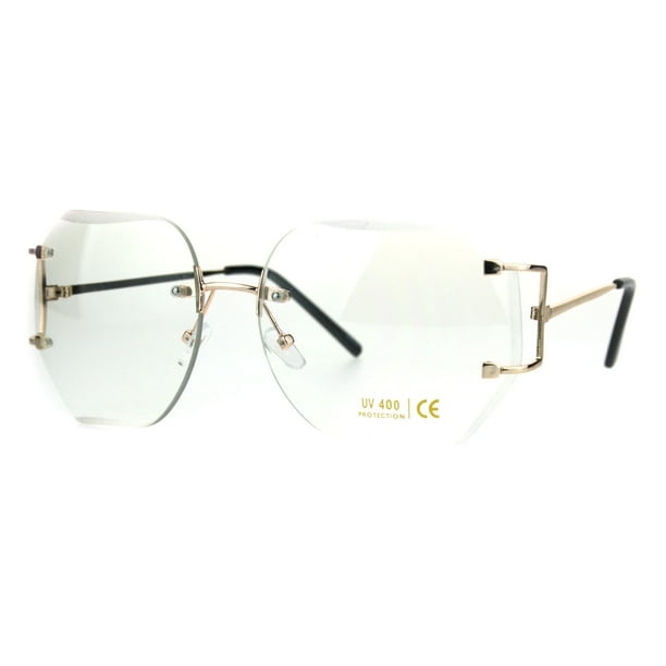 Download Sa106 Gold Luxury Designer Rectangular Rimless Oversize Butterfly Clear Lens Eye Glasses Walmart Com Walmart Com
