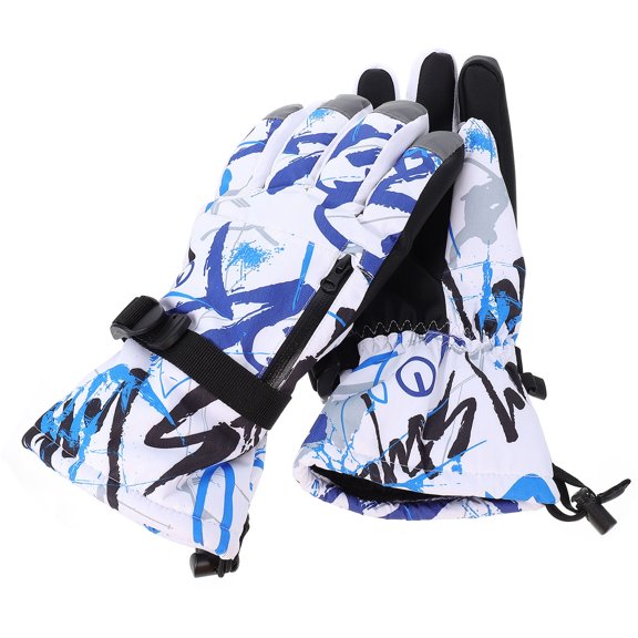 HONMEET Winter Skiing Gloves Blue Polyester Cotton Warm Waterproof Touchscreen