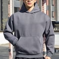 thumbnail image 1 of Sudadera con capucha para hombre, traje de entrenamiento deportivo e informal, color sólido, manga larga, blusa de poliéster, 1 of 4