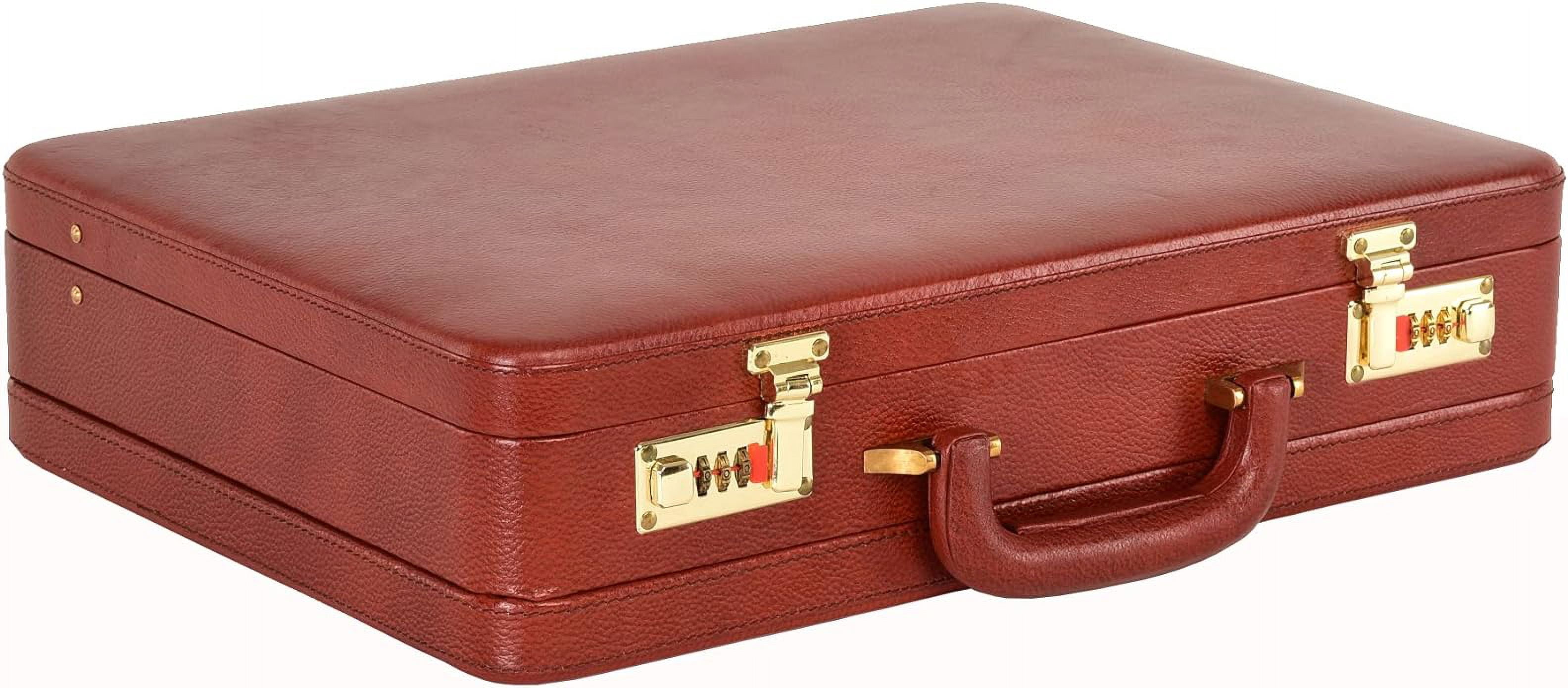 LINDSEY STREET Top Grain Leather Attache Briefcase Business Handbag Leather Expandable Briefcase for Men