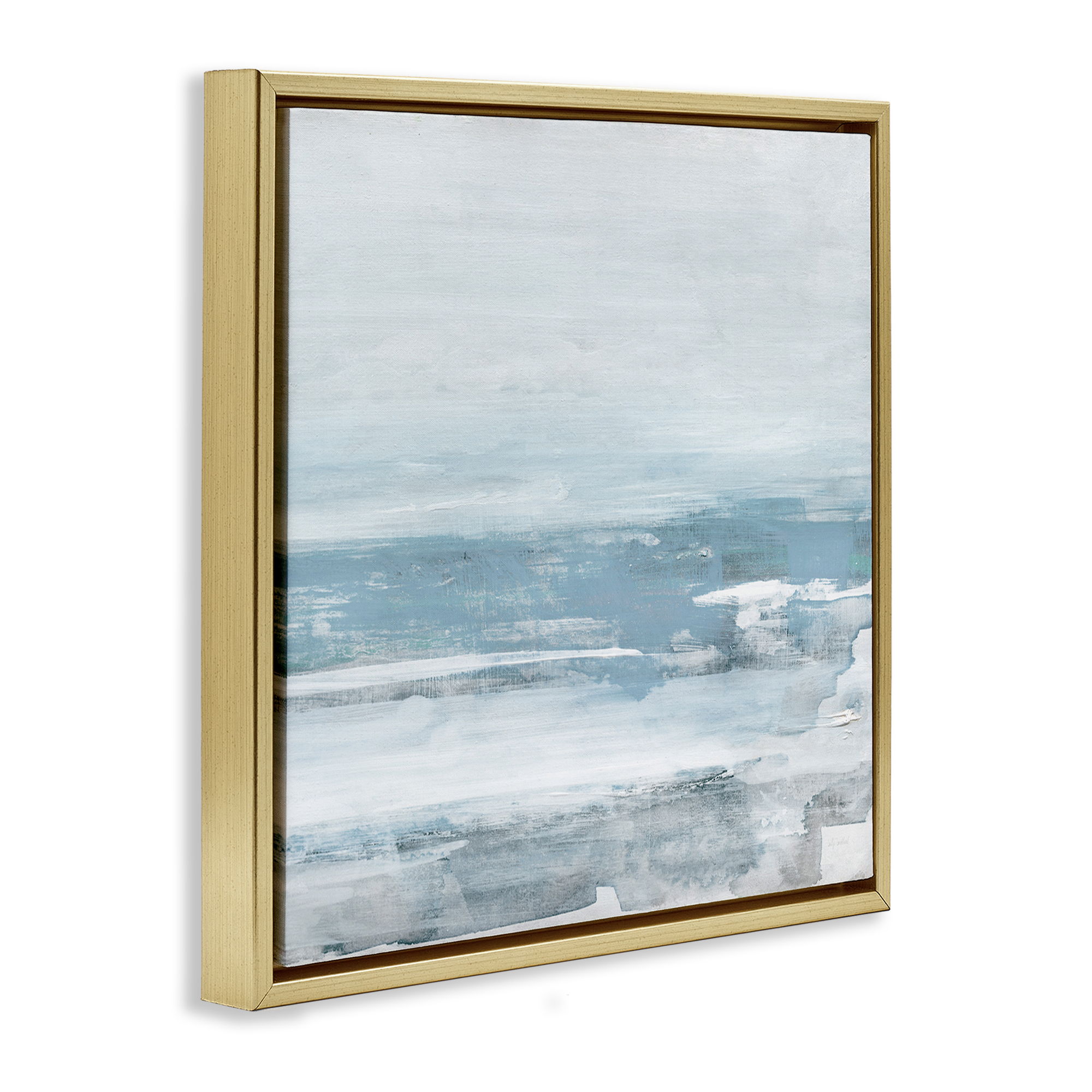 Stupell Industries Foggy Ocean Abstraction Abstract Painting Gold Floater Framed Canvas Art Print Wall Art, 18 x 18