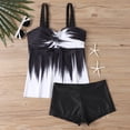 thumbnail image 3 of Women's Two Piece Swimsuit Fashionable Conservative Gradient Color Flat Leg for Beach Vacation,White,XL, 3 of 5