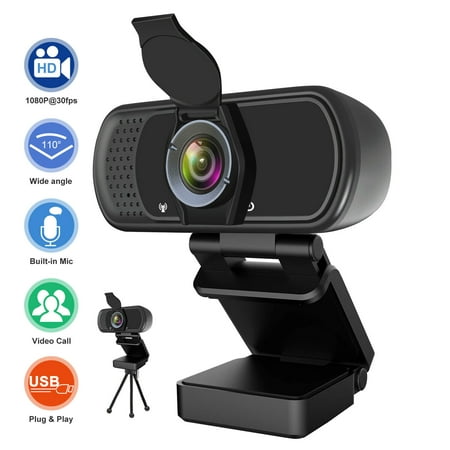 Cyber Mondayy Webcam with Microphone & Privacy Cover Webcams Auto Focus HD 1080P for Gaming conferencing Meeting Laptop Desktop Zoom, USB Compu