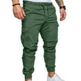 thumbnail image 4 of Men Casual Solid Color Pockets Waist Drawstring Ankle Tied Skinny Cargo Pants, 4 of 7