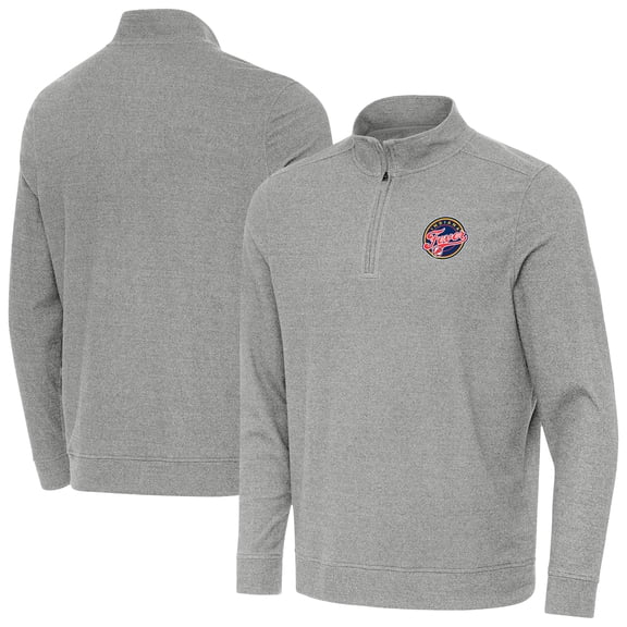 Men's Antigua Heather Gray Indiana Fever Subtle Quarter-Zip Top