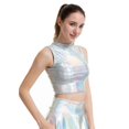 thumbnail image 4 of Women Metallic Tank Tops Shiny Crop Top For Dancing, 4 of 5