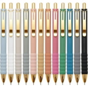 Ballpoint Pens Black Medium Point 1mm Pen with Super Soft Grip Ball Point Pen for Men Women Retractable Pens (gold-12 pcs)