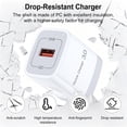 thumbnail image 3 of 2 Pack Type C Charger Fast Charging QC 3.0 18W with 2Pcs 10FT USB-C to C Braided Type C Charging Cables, USB C Wall Charger Compatible with iPhone 17/16/15 Pro Max iPad Pro Galaxy S26 Android, White, 3 of 7