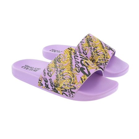 

Versace Jeans Couture Purple Gold Baroque Pattern Pool Slide-7 for womens