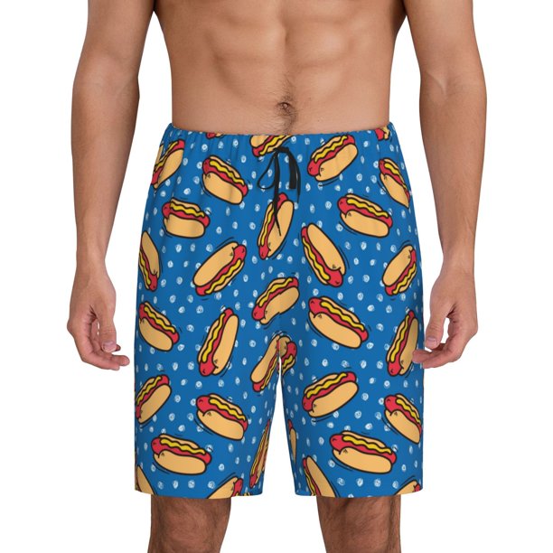 Fotbe Hot Dog 1 Pantalones Cortos de Pijama para Hombre, Ropa de Dormir, Pantalones de Pijama Cortos para Hombre-Medium
