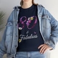 thumbnail image 2 of 80 & Fabulous 80 Years Old Floral 80th Birthday T-shirt, 2 of 2