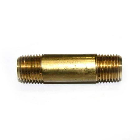 12 Inch Brass Nipple - Interstate Pneumatics FA414LN 1/4 Inch NPT Male Brass Nipple - 2 Inch Extension