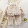 thumbnail image 3 of 1-7T Toddler Little Boys Girls Winter Warm Fleece Clothes 2Pcs Kids Casual Thick Plush Zipper Jacket Coat with Pockets + Solid Long Pant Set, 3 of 7