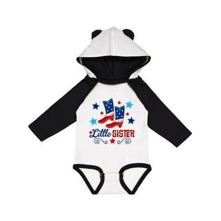 

Inktastic Little Sister Cowgirl 4th of July Gift Baby Girl Long Sleeve Bodysuit