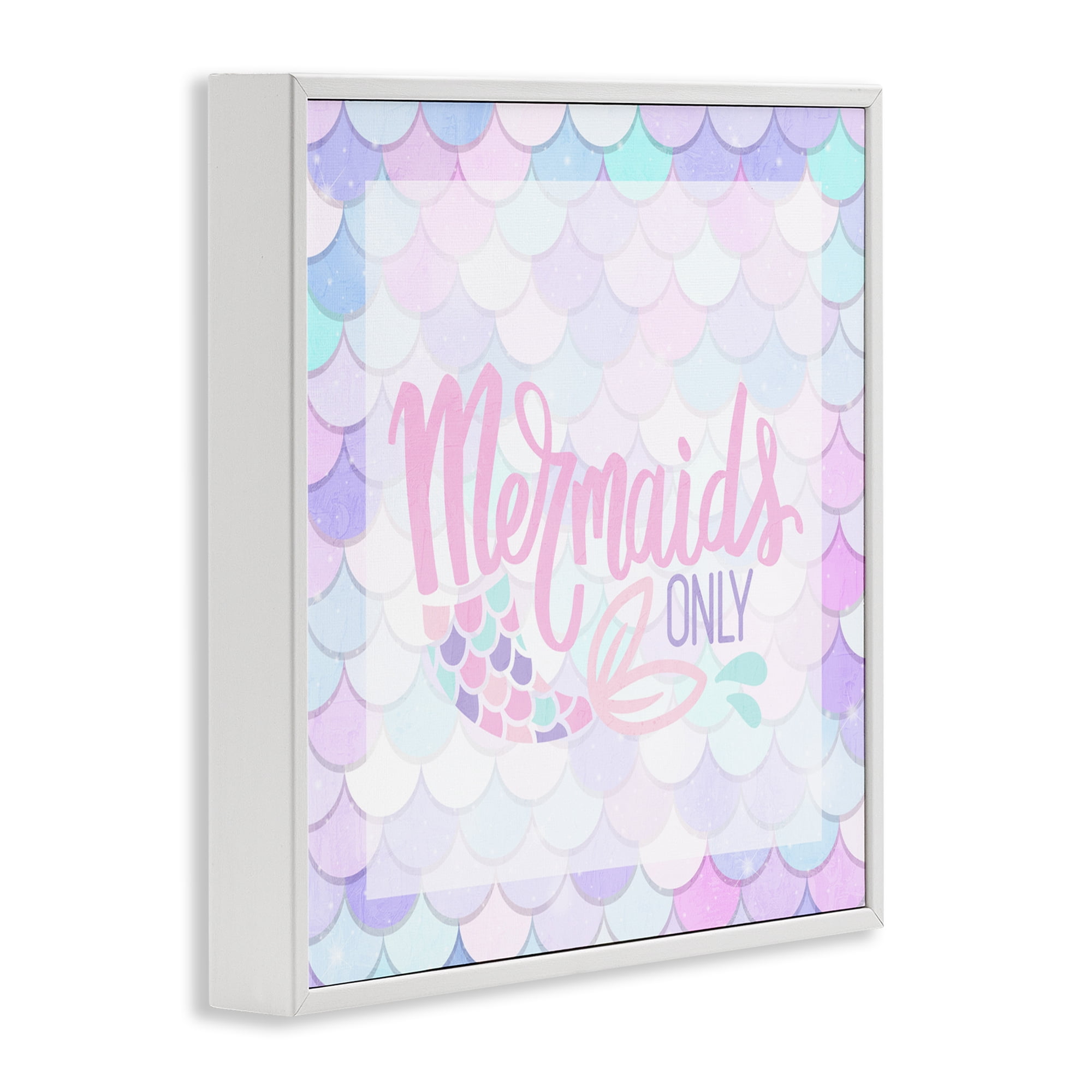 Pastel Mermaids Only White Framed Giclee Art, design by Kim Allen