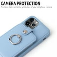 thumbnail image 5 of Compatible for iPhone 12 Pro / iPhone 12 6.1" Case Wallet with Accordion Card Holder, Rotation Finger Ring Holder Stand, Elegant PU Leather Protective Secure Button Shockproof Cover, Skyblue, 5 of 7