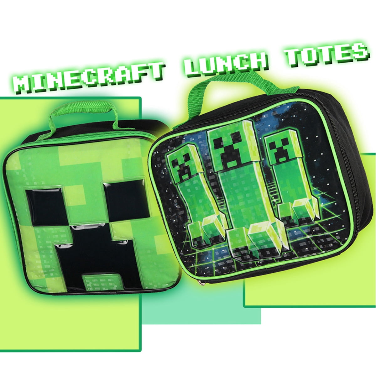 Minecraft Creeper Stalk Video Game Insulated Lunch Box Bag Tote 10"