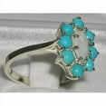 thumbnail image 4 of LBG British Made Solid 14k White Gold Natural Opal & Turquoise Womens Anniversary Ring - 33 size options - Size 10.25, 4 of 6