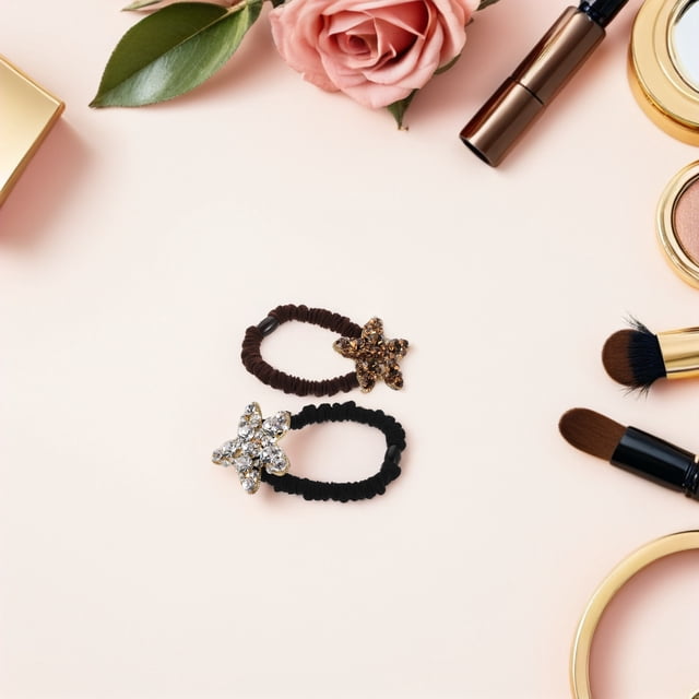 Hytrove 2Ud Ligas Para Con Rhinestone Y Elasticidad Para Usar En Coleta