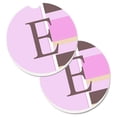 thumbnail image 1 of Carolines Treasures CJ1005-ECARC Lettre E Initiale Monogramme Rayures Roses Ensemble de 2 Porte-Gobelet Voiture Coaster, 1 of 1